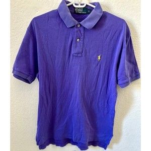 Polo Ralph Lauren Short Sleeve Cotton Blend Purple with Yellow Logo, Mens Size S
